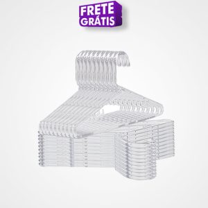 Kit 10 Cabides Tradicional Médio Transparente-4204TR-Frete Grátis