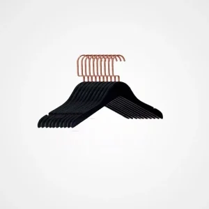 4218RP – Kit c/ 10 cabides de madeira infantis s/ barra c/ gancho de luxo rose Preto