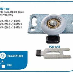 KIT ROLDANA PARA 1 PORTA DE CORRER COM GUIA METÁLICA KIT 1060