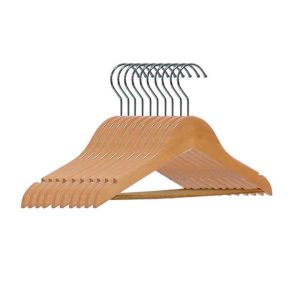 4221MF – Kit com 10 Cabides Madeira com Barra com Gancho Simples Marfim