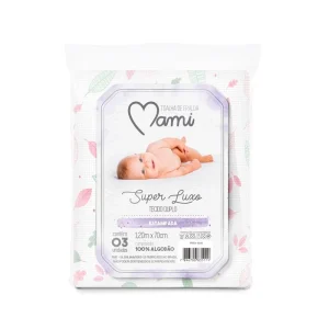 Toalha de Fralda Super Luxo Estampada Rosa Mami