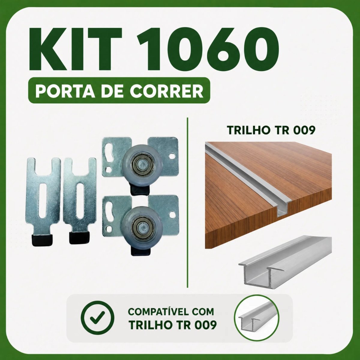 KIT ROLDANA PARA 1 PORTA DE CORRER COM GUIA METÁLICA KIT 1060 - Image 3