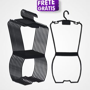 Kit 10 Cabides Silhueta Adulto Preto-4241PR-Frete Grátis