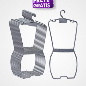 Kit 10 Cabides Silhueta Adulto Prata                                              4241PT-FG